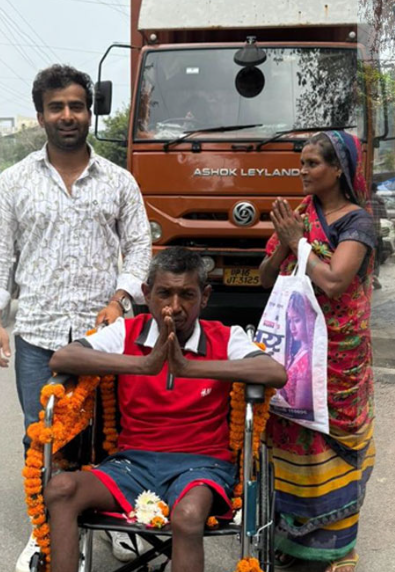 Wheelchair support handed to a person in need